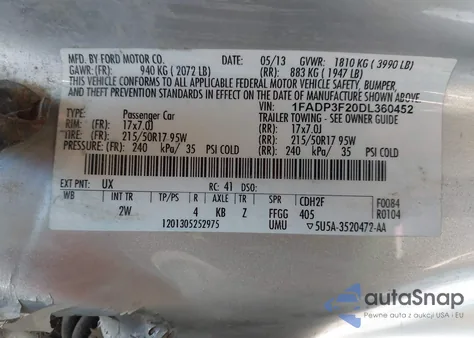 2013 Ford Focus Se from USA, damaged, VIN 1FADP3F20DL360452